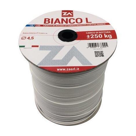 Cavetto  acciaio  ottonato  biancone - Mm  4,5  mt  500