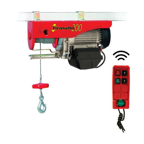 Paranco elettrico tiratutto tt 200 ts europea - + radiocomando watt 750 mt 18 kg 200/400