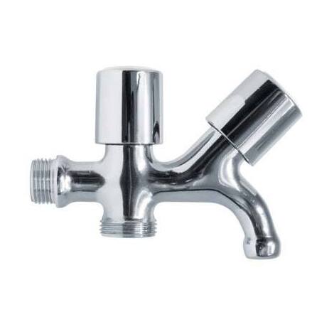 Doppio  rubinetto  a  vite  x  lavatrice  220  itap - Ottone  cromato  1/2mx3/4m