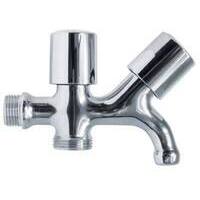 Doppio  rubinetto  a  vite  x  lavatrice  220  itap - Ottone  cromato  1/2mx3/4m