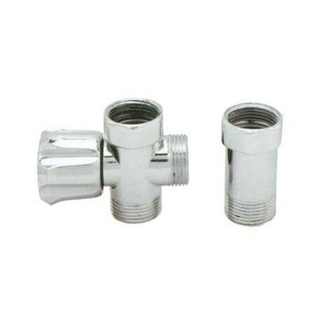 Rubinetto  a  vite  3  vie  x  lavatrice  +  distanziatore - Ottone  cromato  3/4mmf