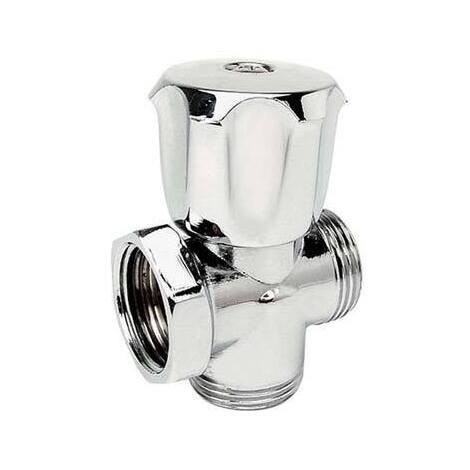 Rubinetto  a  vite  3  vie  x  lavatrice  255  itap - Ottone  cromato  1/2mx3/4m