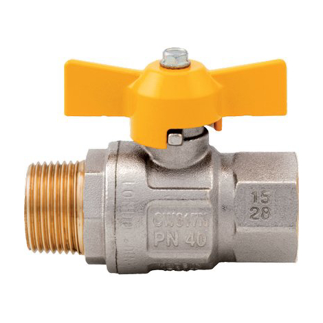Valvola sfera gas + farfalla mf 069 itap - Ottone nichelato 3/4mf
