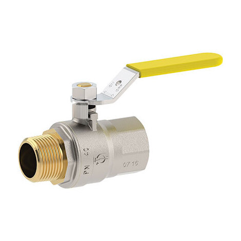 Valvola  sfera  gas  +  leva  mf  futurgas  fiv - Ottone  nichelato  1/2mf
