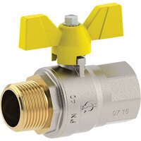 Valvola  sfera  gas  +  farfalla  mf  futurgas  fiv - Ottone  nichelato  1/2mf