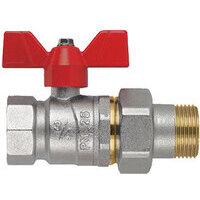 Valvola  sfera  mf  farfalla+bocchettone  perfecta  fiv - Ottone  nichelato  1/2mf