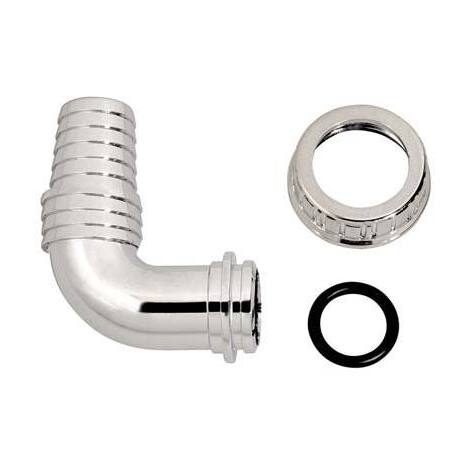 Portagomma  curvo  +  ghiera  scarico  lavatrice - Pp  cromato  mm  17/22x1
