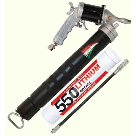 KIT PISTOLA ARIA COMPRESSA PER GRASSO CON TUBETTO DA 600mm E CARTUCCIA DA 550GR.