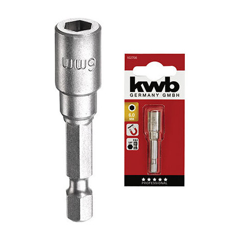 Inserto  a  bussola  esagonale  x  avvitatore  kwb - Magnetico  mm    6x50
