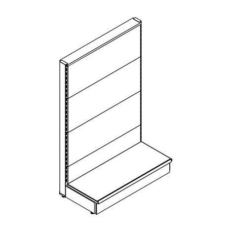 Scaffale market a parete - Schienale liscio ral 9016 cm 100 h.cm 155