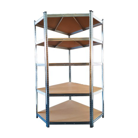Scaffale kit 5 ripiani angolare workit - Zincato mdf mm 4 cm 90x90x40x40x180
