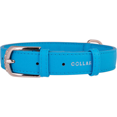 Collare glamour 15mm 27-36cm blu in pelle