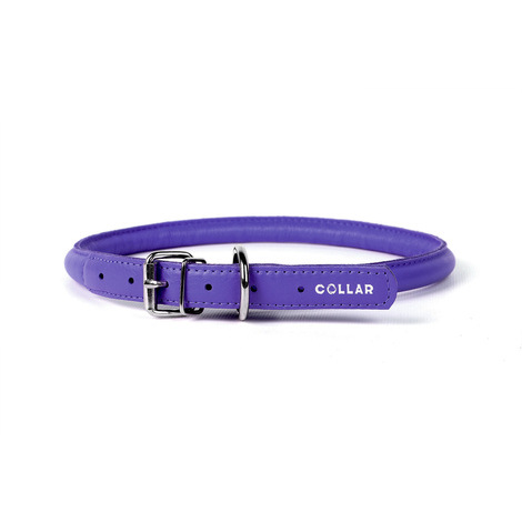 20-25 cm x 8 mm collare soft viola in pelle per cane - collarino cani fibbia