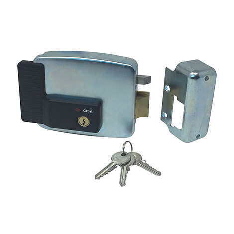 Serratura metallo applicare elettr 11921n est cisa - Zincata c.tondo fisso+scr e.mm 50/80 dx