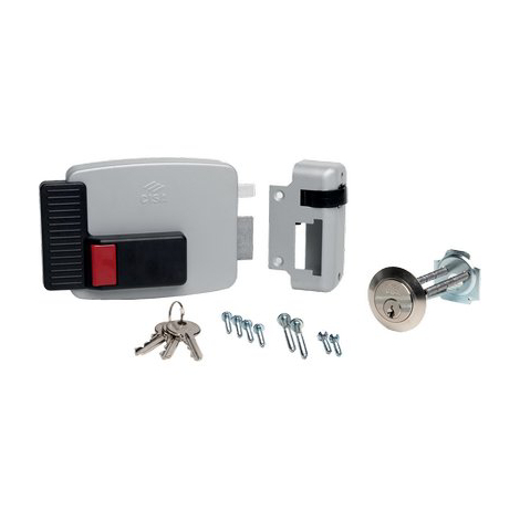 Serratura legno applicare elettrica 11610n cisa - Vern c.staccato+scr+pulsante e.mm 50/80 dx