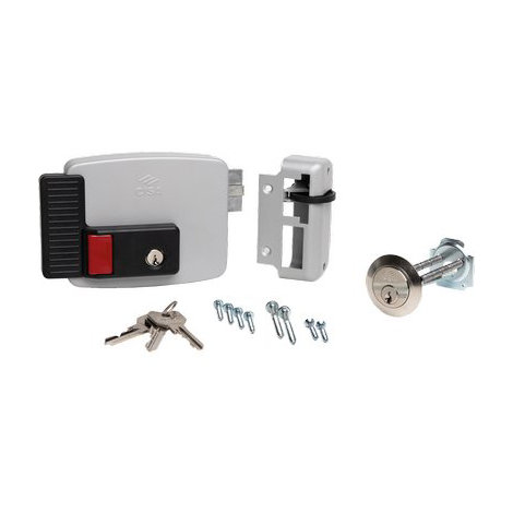 Serratura legno applicare elettrica 11670n cisa - Vern c.staccato+scr+m1+pulsante e.mm 50/80 dx