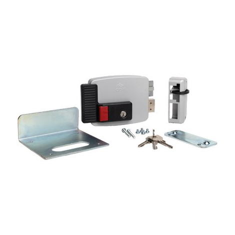 Serratura metallo applicare elettrica 11771n cisa - Zinc c.tondo fisso m2+scr+puls+tett e.mm 50/70 dx