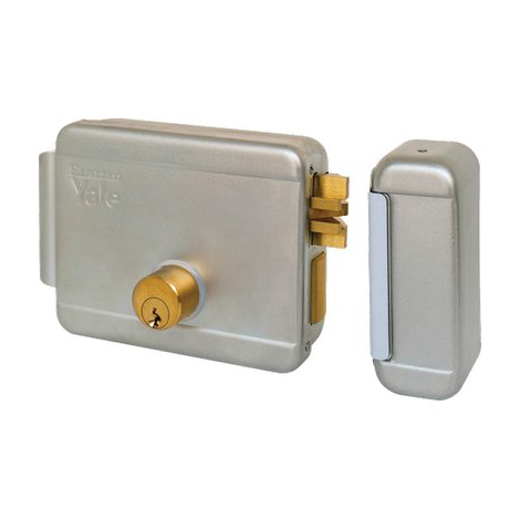 Serratura cancello applicare elettrica 68080 yale - Zinc c.tondo fisso m2+scr+tett e.mm 60 dx