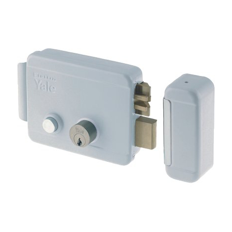 Serratura cancello applicare elettrica 68880 yale - Zinc c.tondo fisso m2+scr+puls+tett e.mm 60 dx