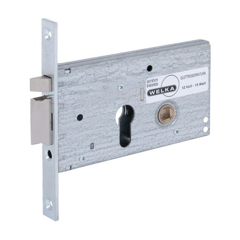 Serratura metallo infilare elettrica 302 welka - B.q zinc f.mm 16 f.sa+scr+f h.mm 78 e.mm 60 dx/sx