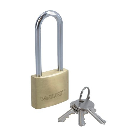 Lucchetto arco lungo workit - Ottone arco cromato chiavi 3 mm 50x61