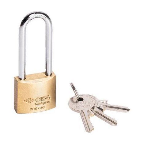 Lucchetto arco lungo locking-line pop 20011 cisa - Ottone arco cromato chiavi 3 mm 40