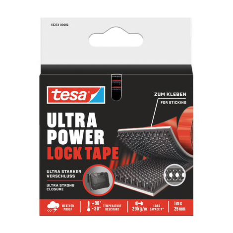 Velcro adesivo ultra power lock tape 55233 tesa - Nero mm 25 ml 1