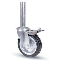 Ruota  a  forcella  tubi  innocenti  +fermo  103bi  avo - A/zincr/gomma  nera  mm  200x50  perno  gir  mm  40x190