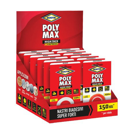 Bostik polymax high tack nastro biadesivo expo - Cf= pz 6 bianco + pz 6 trasparente