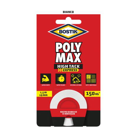 Bostik polymax high tack nastro biadesivo - Bianco h.mm 19 mt 1,5