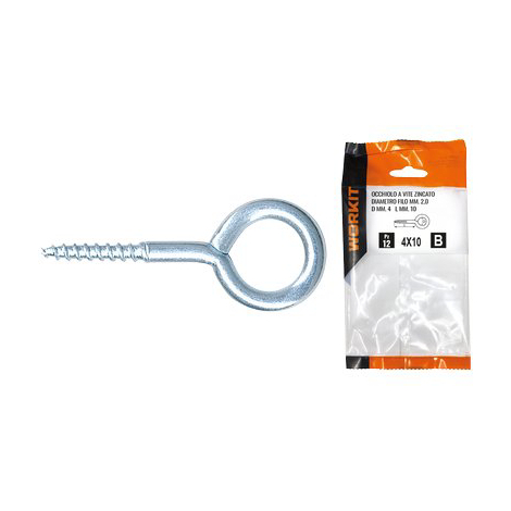 Occhiolo a vite zincato self workit - Mod 22x 80 mm 12x30x5,0 cf=pz 6