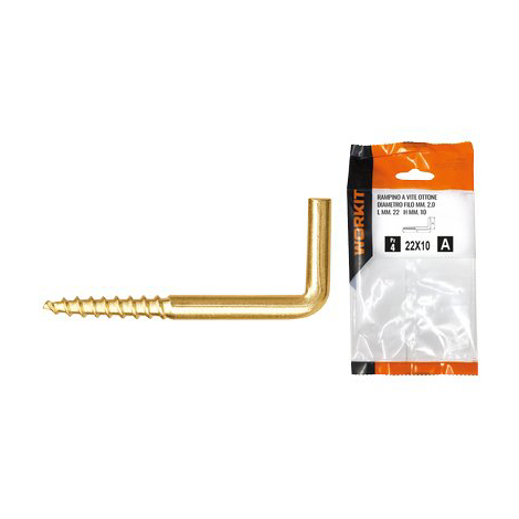 Rampino a vite ottone self workit - Mod 18x40 mm 30x14x3,0 cf=pz 4