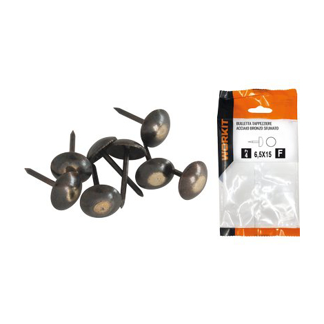 Bulletta tappezziere self workit - Acciaio bronzo sfumato mm 6,5x15 cf=pz 12