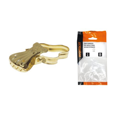 Pinza barocco x anello tenda self workit - Acciaio ottonato + arco cf=pz 8