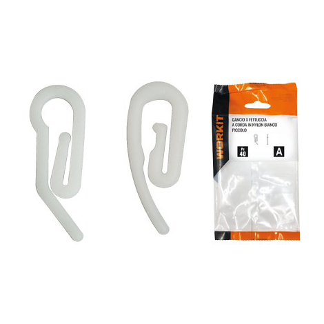 Gancio x fettuccia a corda self workit - Nylon bianco piccolo cf=pz 40