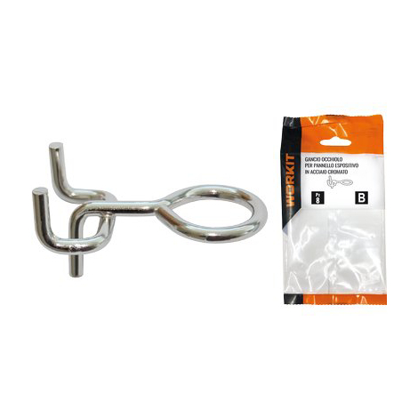 Gancio occhiolo self workit - Acciaio x pannello espositivo cromato cf=pz 4