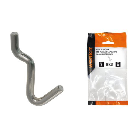 Gancio uncino acciaio self workit - X pannello espositivo crom n� 1 mm 15x31 cf=pz 10