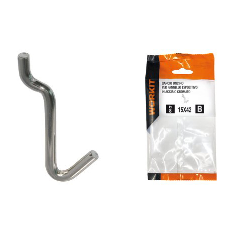 Gancio uncino acciaio self workit - X pannello espositivo crom n� 2 mm 15x42 cf=pz 10