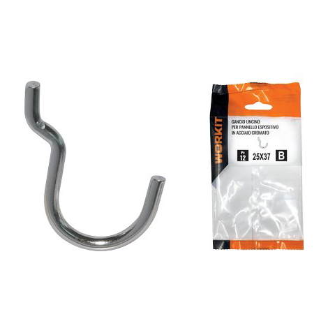 Gancio uncino acciaio self workit - X pannello espositivo crom n� 3 mm 25x37 cf=pz 12