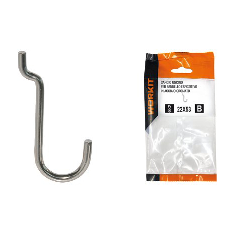 Gancio uncino acciaio self workit - X pannello espositivo crom n� 4 mm 22x53 cf=pz 10