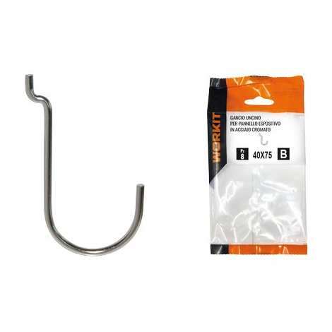 Gancio uncino acciaio self workit - X pannello espositivo crom n� 5 mm 40x75 cf=pz 12