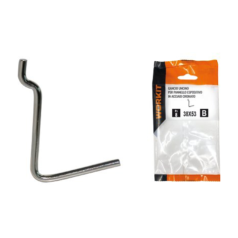 Gancio uncino acciaio self workit - X pannello espositivo crom n� 6 mm 38x53 cf=pz 10