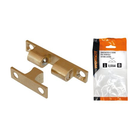 Cricchetto a 2 sfere sportelli self workit - Ottone lucido mm  9x49 cf=pz 1