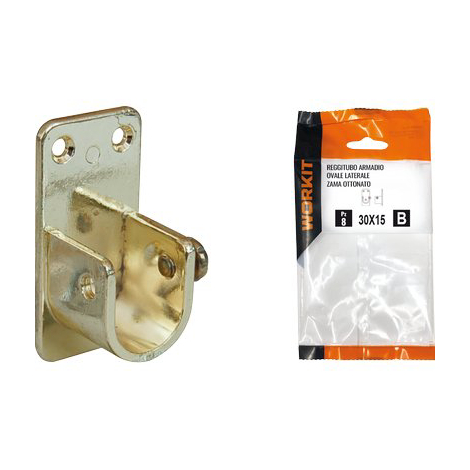 Reggitubo armadio ovale laterale self workit - Zama ottone lucido tubo mm 30x15 cf=pz 2
