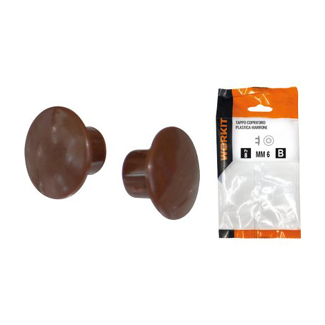 Tappo copriforo self workit - Plastica marrone mm  6 cf=pz 30