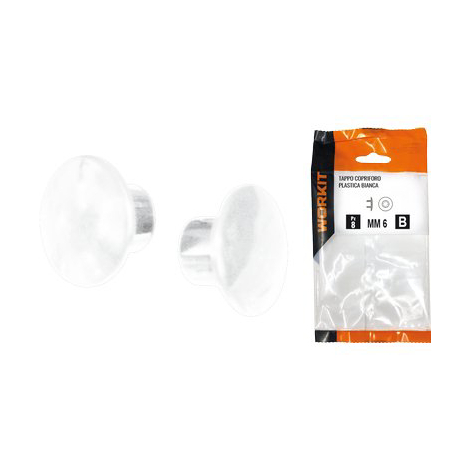Tappo copriforo self workit - Plastica bianca mm  6 cf=pz 30