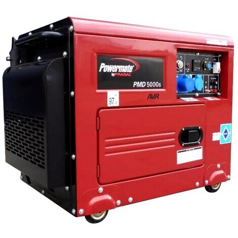 Gruppo elettrogeno powermate pmd 5000 generatore di corrente con 4 ruote diesel