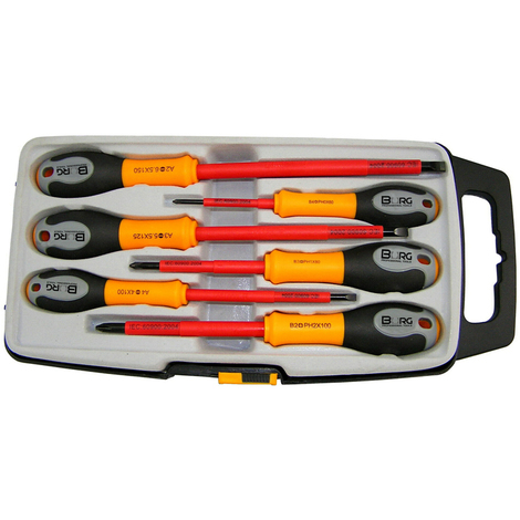 Set 6 cacciaviti iso 1000volt cr-v con custodia : 3 taglio+ 3 croce