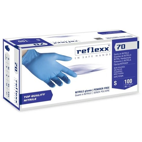 Guanti In Nitrile Senza Polvere Reflexx 70  gr. 4,9 TAGLIA S confezione da 100 pz