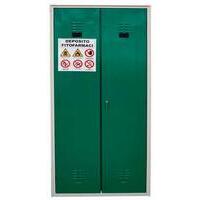 Armadio in metallo per lo stoccaggio di fitofarmaci in ambiente interno dotato di 2 ante in metallo con chiusura a battente e ripiani resistenti agli agenti corrosivi. Larghezza 1000 mm, profondità   400 mm, altezza 1800 mm.